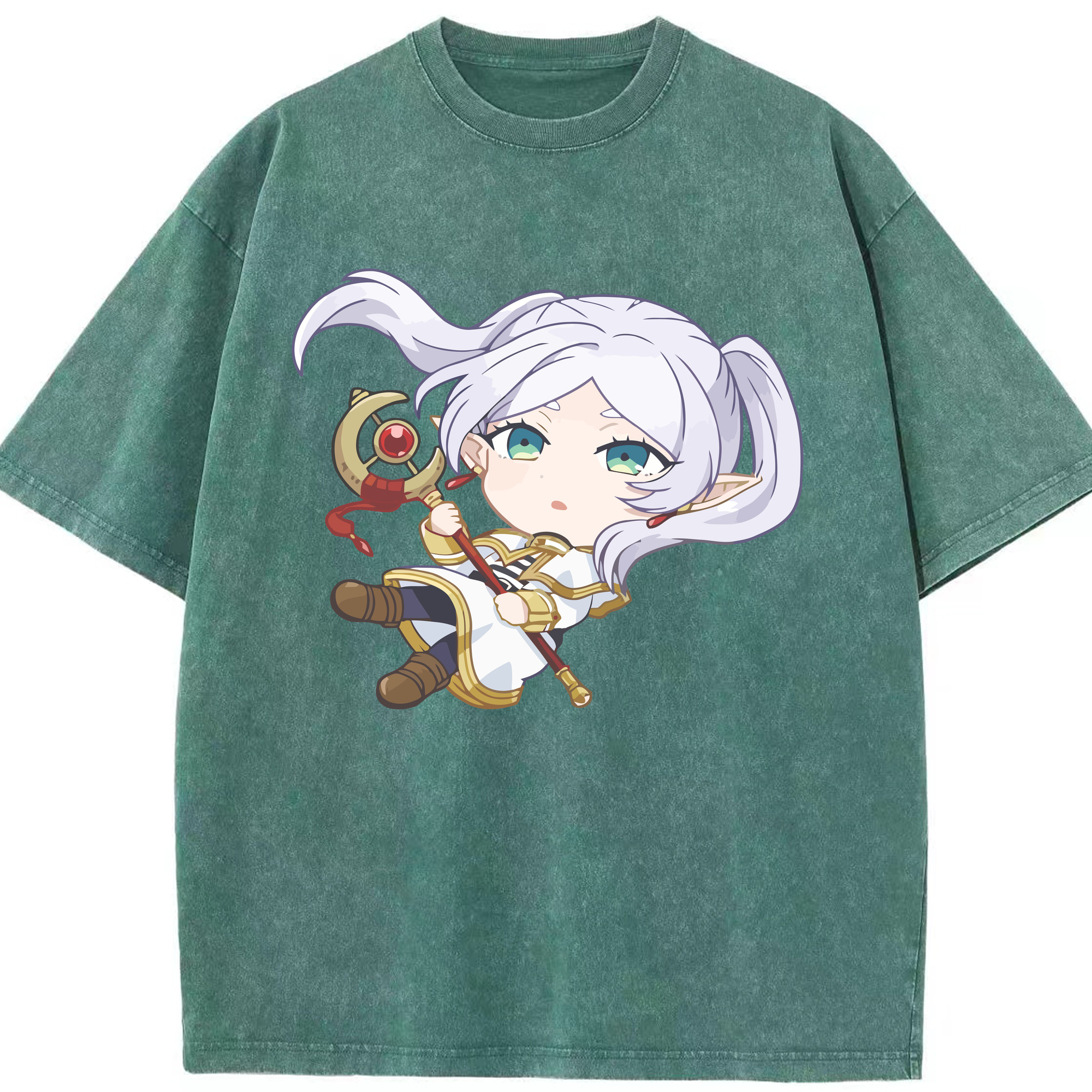 （画像用） 葬送のフリーレン Frieren 綿100% ヴィンテージ風 半袖Tシャツ（フロントプリント）